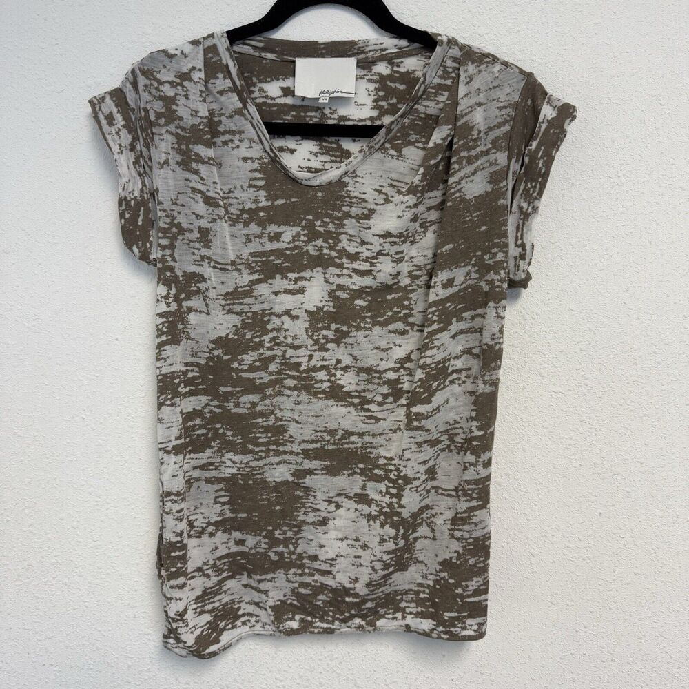 3.1 PHILLIP LIM Slant Hem Burnout Muscle Tee Sz XS Umber Brown Minimalist